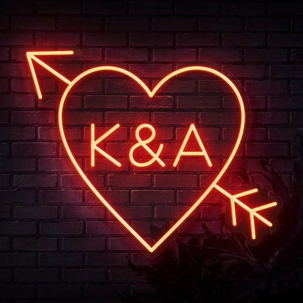 INITIALS IN HEART NEON SIGN